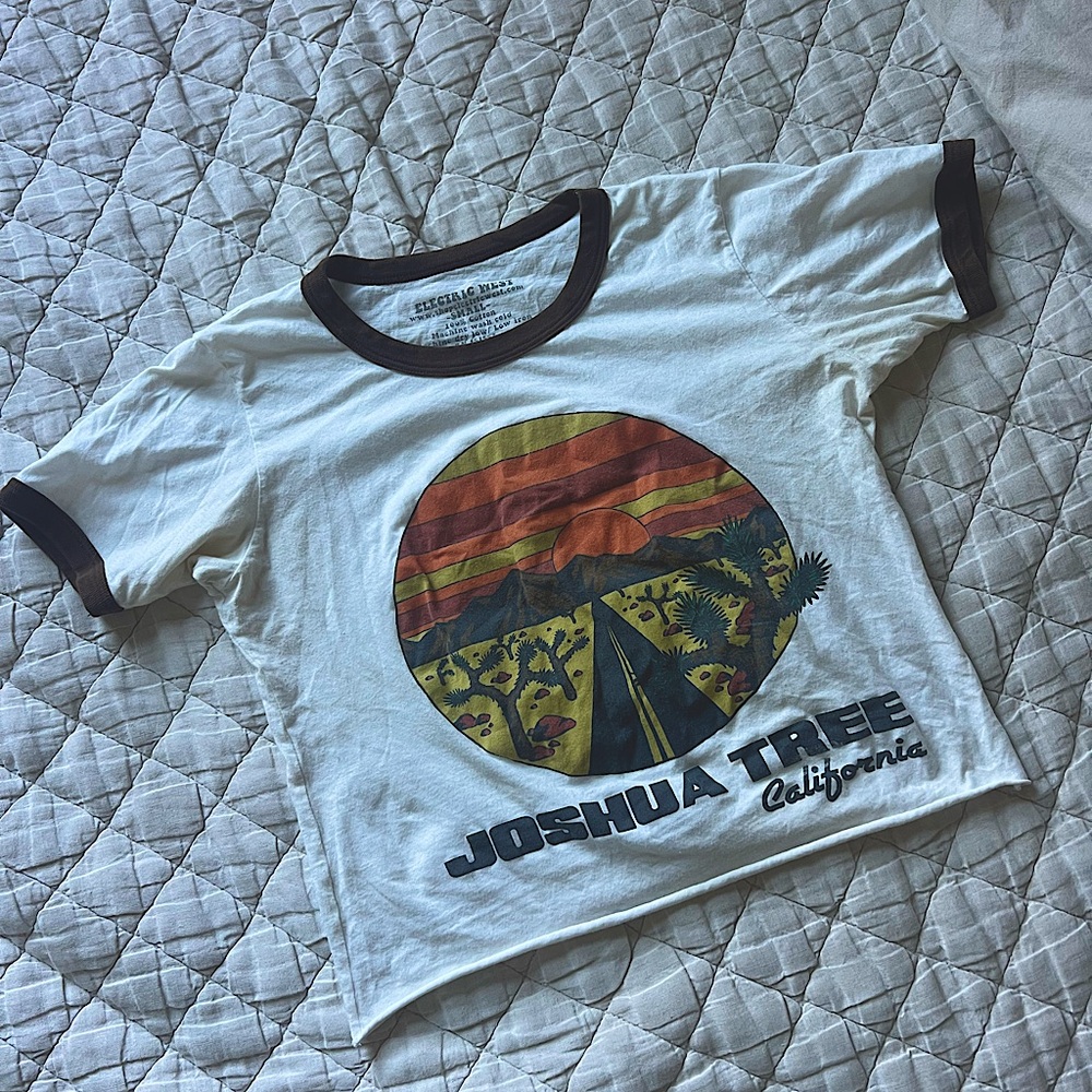 Retro Vibes Joshua Tree Cropped T-shirt- 70s style sunset